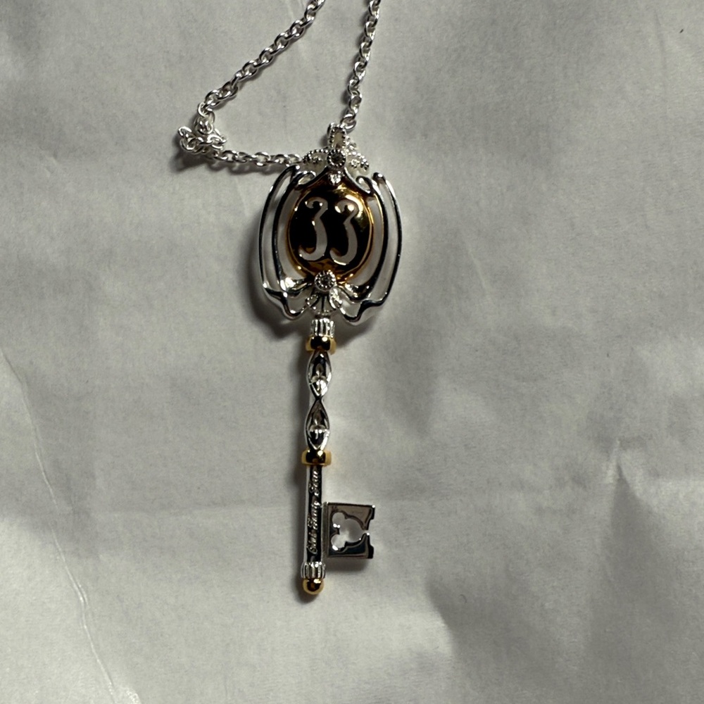 Disney Club 33 Elegant Silver and Gold Key Pendant Necklace